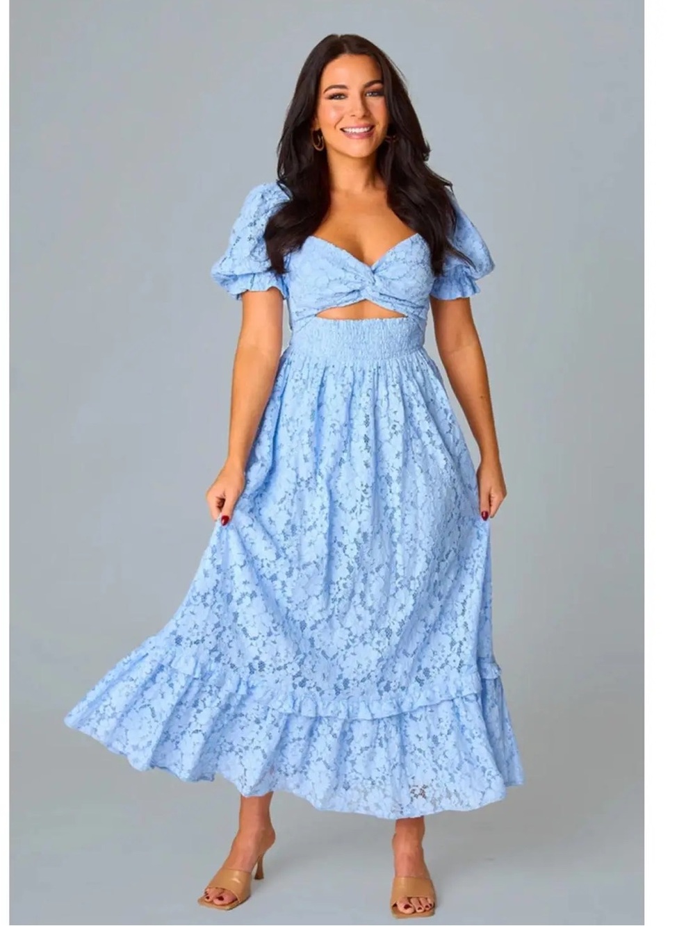 Buddy Love Blue Lace Maxi Dress - Picture 1 of 4
